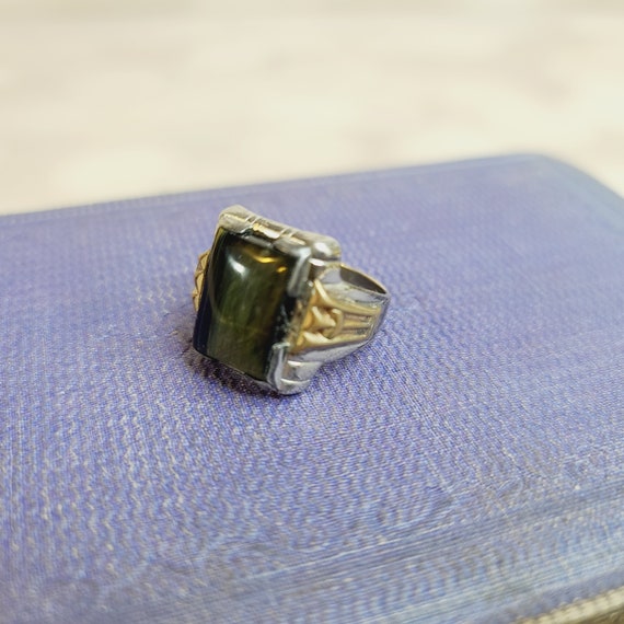 Antique Men's Art Deco Ring, Labradorite - image 2