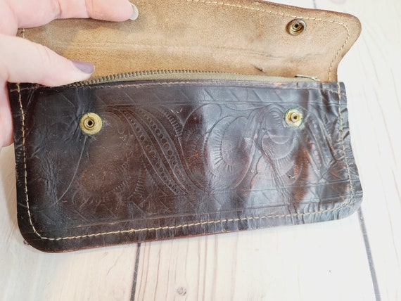 Vintage Embossed Wallet, Leather - image 4