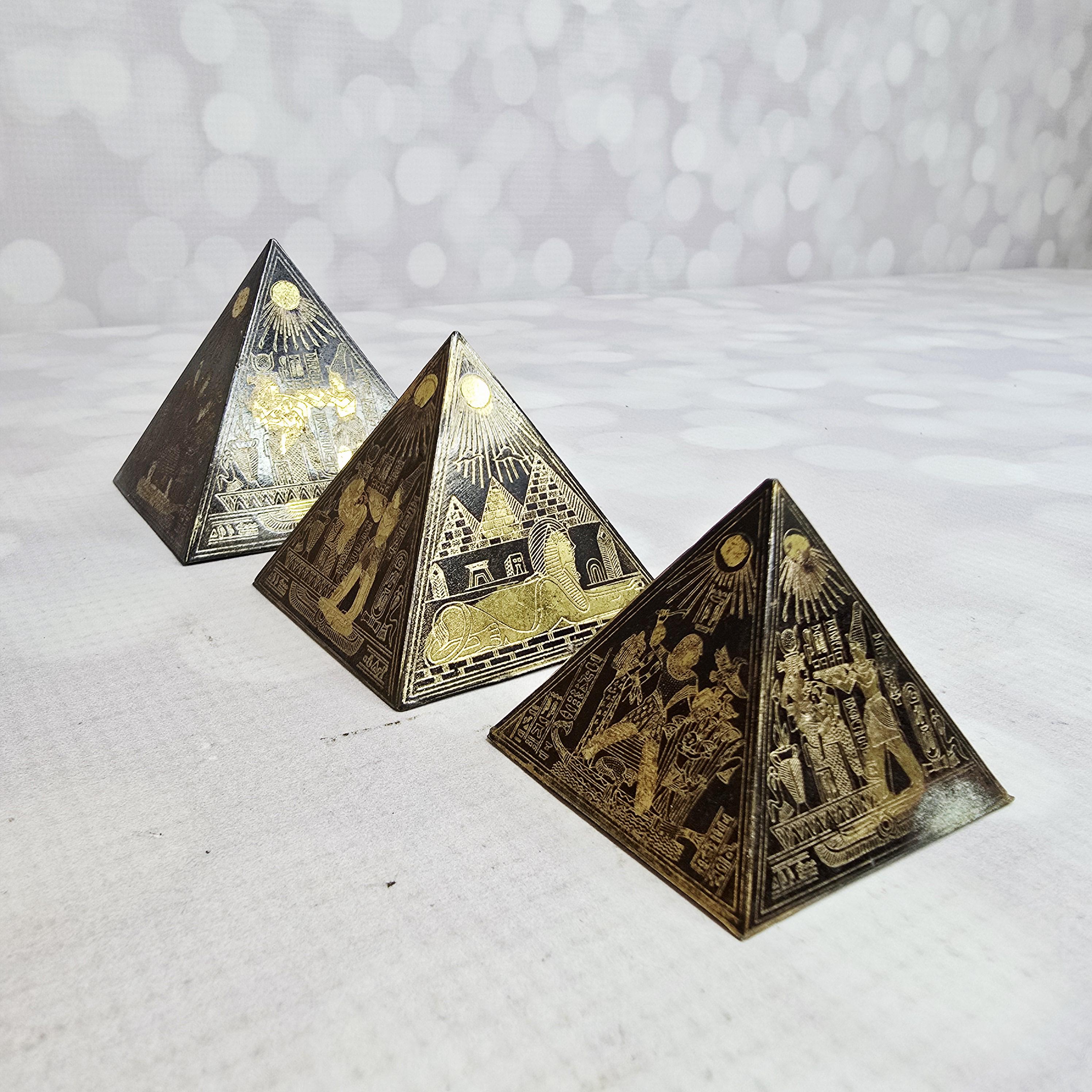 Vintage Brass Etched Pyramids, Set of 3 - Etsy