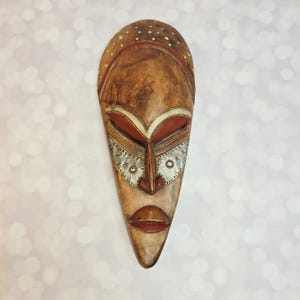 Vintage Carved Wood Mask, Made in Ghana