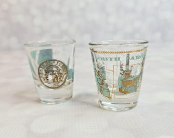 Vasos de chupito vintage de Carolina del Sur y Georgia, juego de 2
