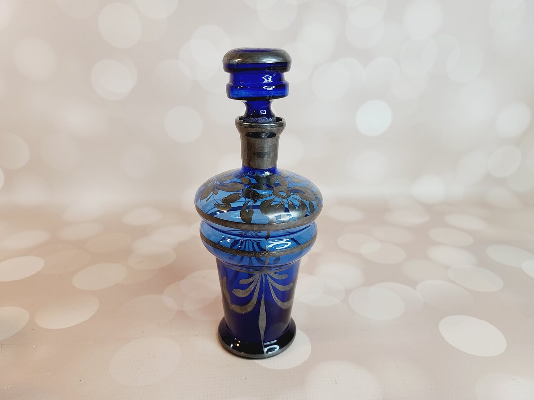 Vintage Glass Decanter Cobalt Blue Etsy
