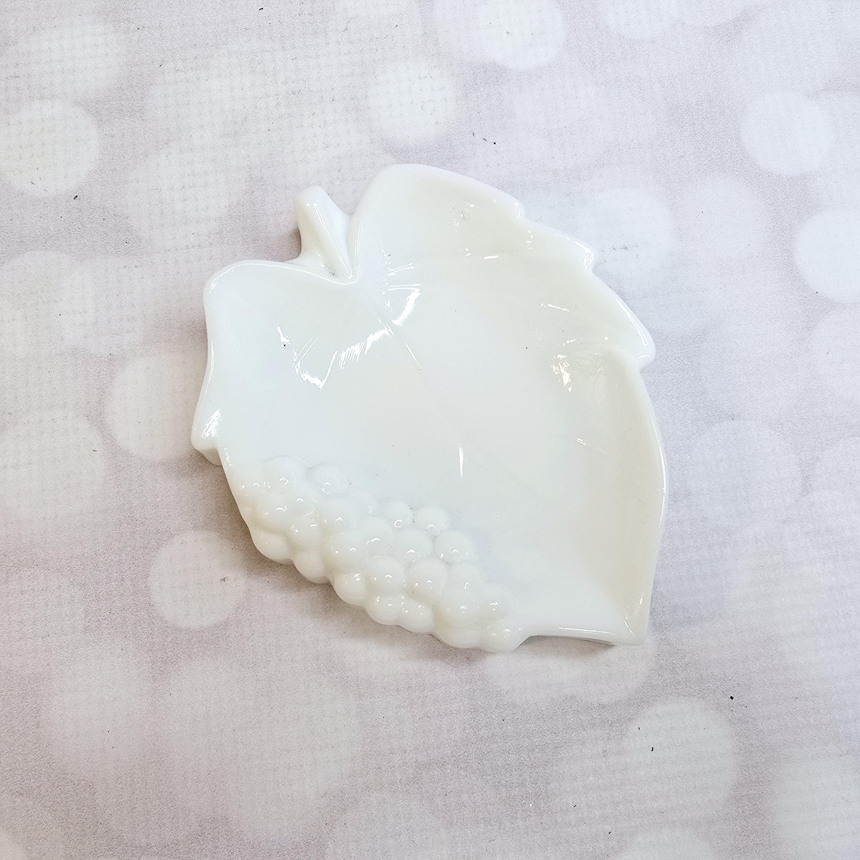 Vintage Milk Glass Leaf Dish