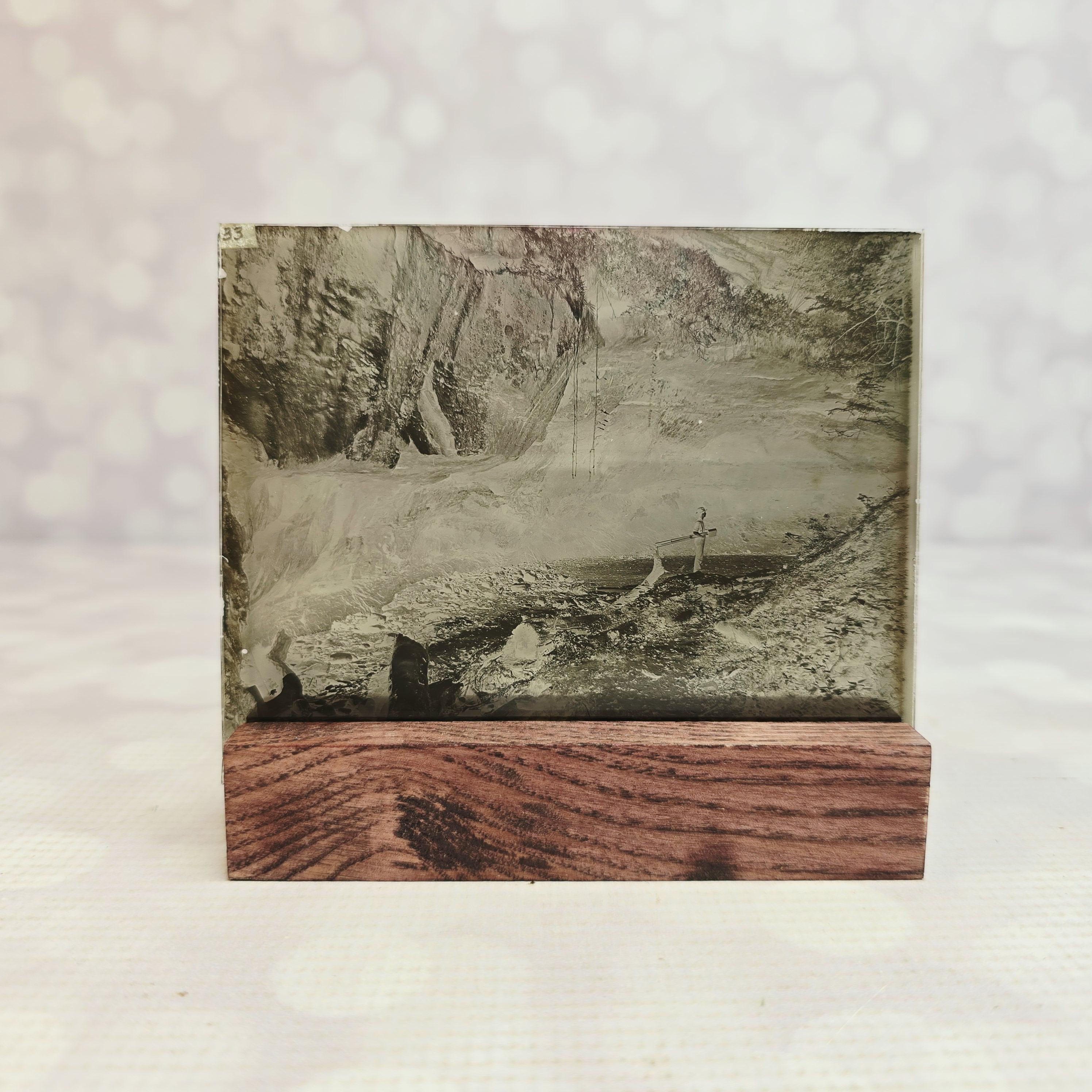 Antique Geologist in Turkey Run, Velox Glass Negative, 1898