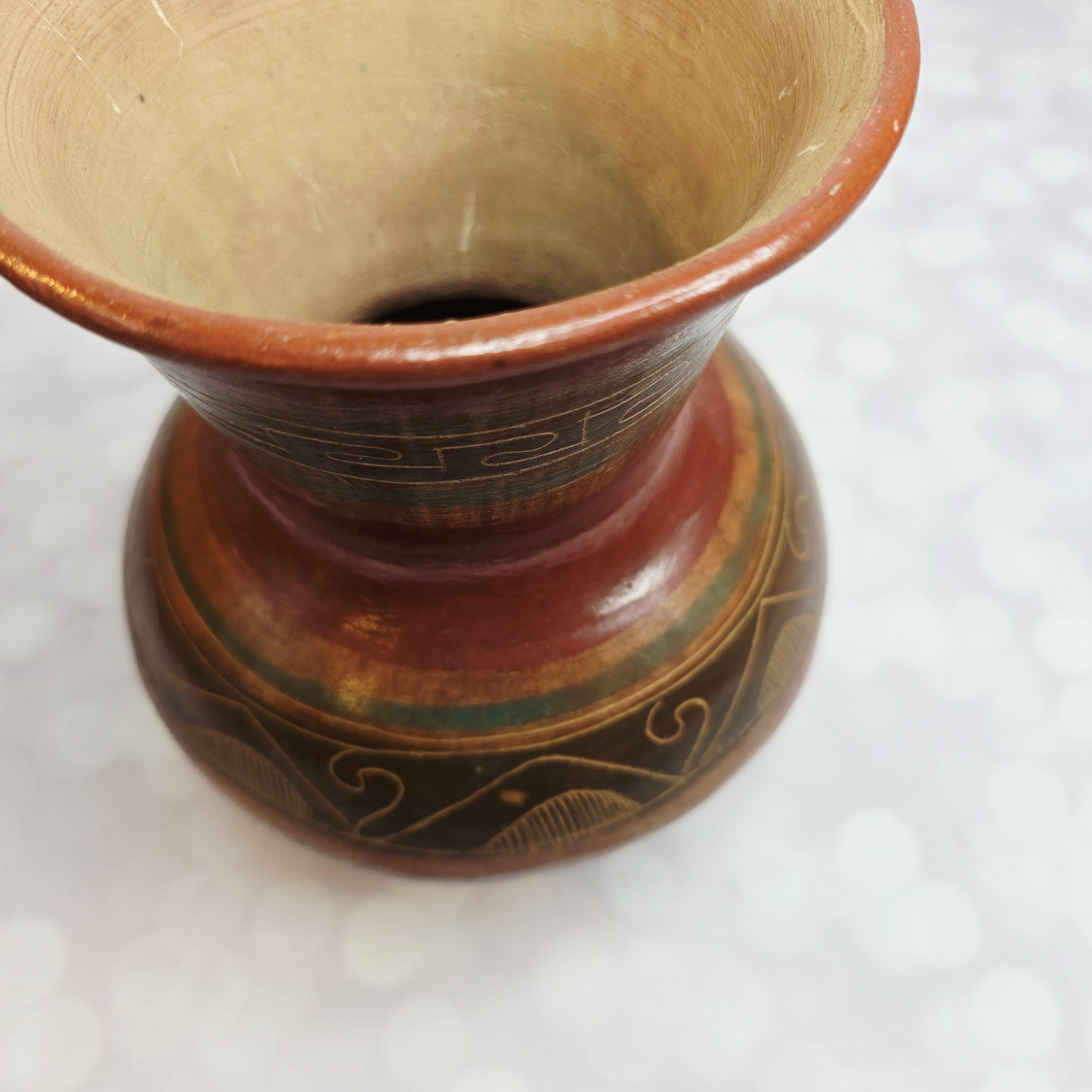 ヴィンテージ マヤ三脚メキシコ陶器花瓶 - Etsy 日本
