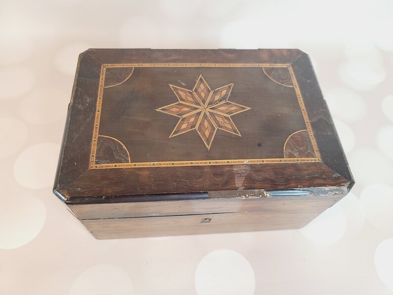 Vintage Inlaid Wood Jewelry Box - Etsy