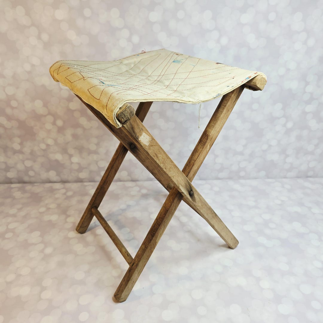 Vintage Folding Wood Camp Stool - Etsy