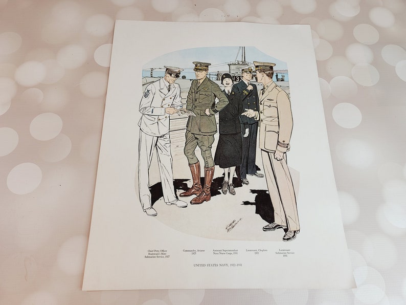 Vintage Uniforms of the US Navy Print, H. Charles McBarron Jr image 1