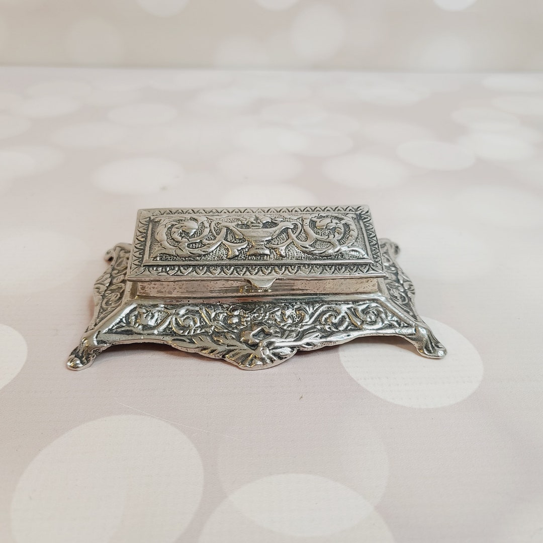Vintage Ornate Silver Stamp Holder Etsy