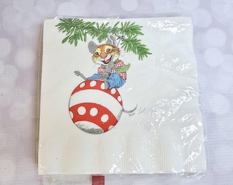 Vintage Christmas Mouse Napkins