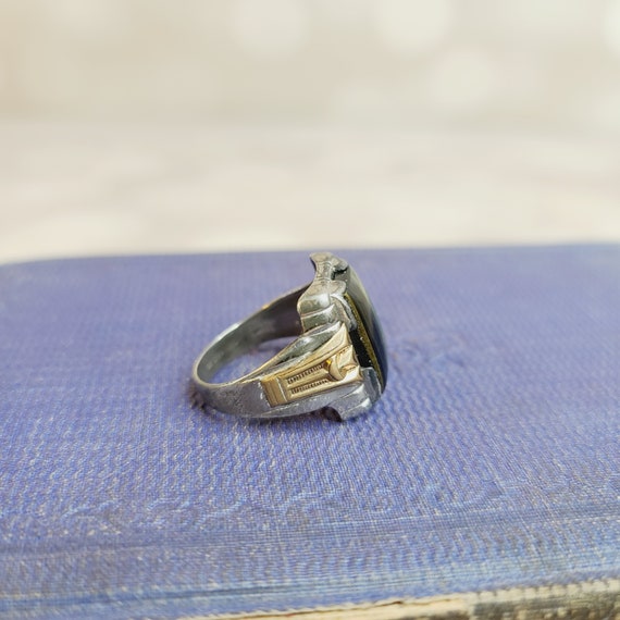 Antique Men's Art Deco Ring, Labradorite - image 4