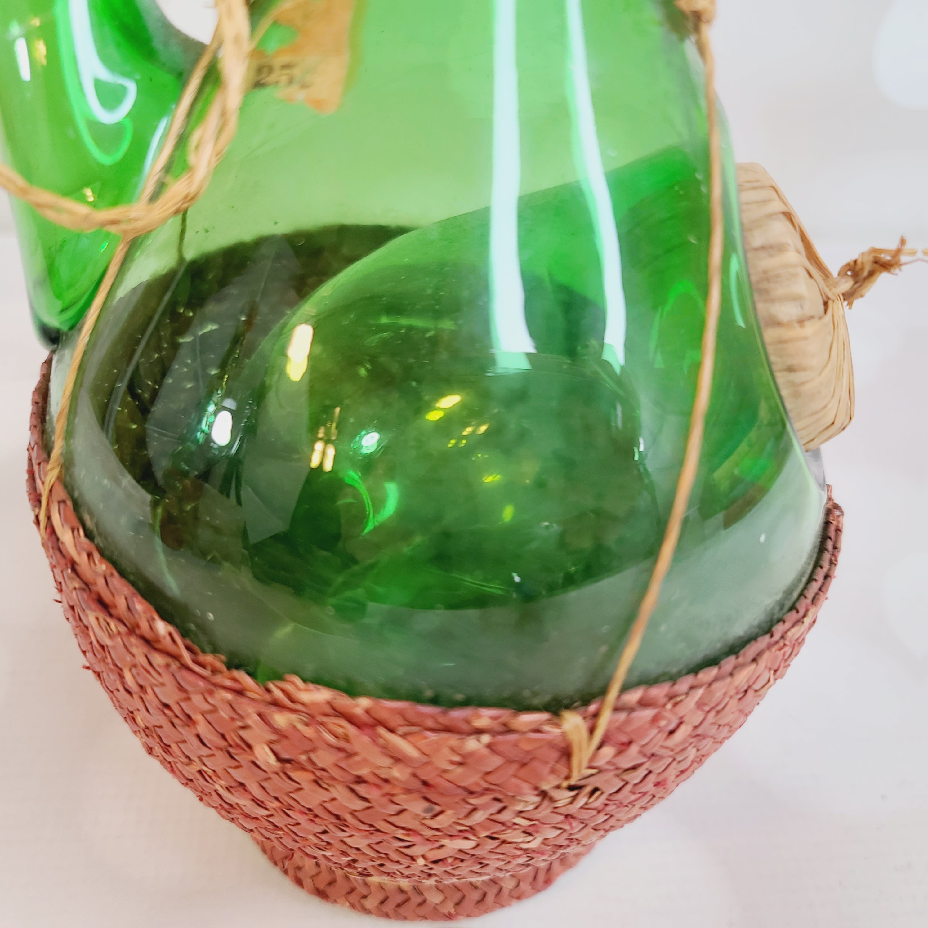 Vintage Green Glass Italian Wine Bottle in Wicker - Etsy Canada