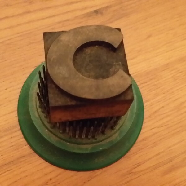Vintage Letterpress Letter C Carved Wood Printing Block