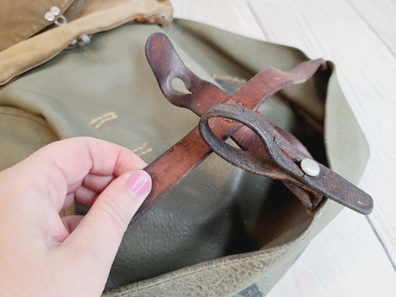 Vintage Swiss Army Bread Bag, Military Messenger - image 5