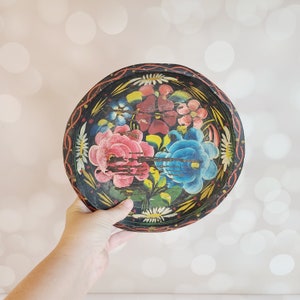 Vintage Mexican Painted Wood Bowl