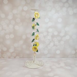 Vintage Toleware Flower Candle Holder