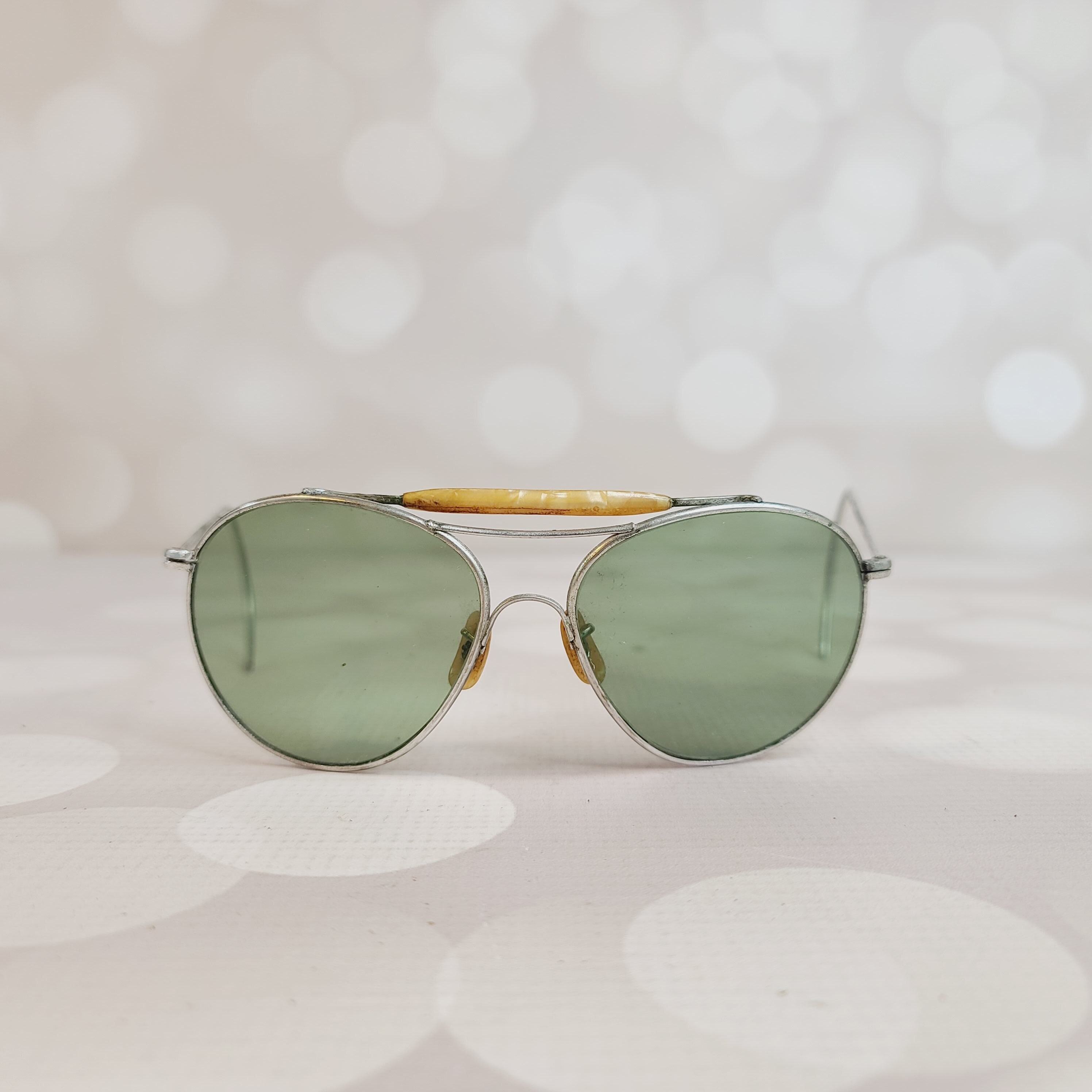 Occhiali Da Sole Pilota Vintage Ciffre - Protezione UV400 CAT3 - Unisex 53 Mm - Colore Sfumato Verde/Nero