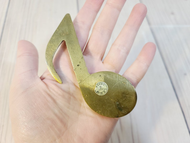 Vintage Music Note Paper Weight Brass Etsy