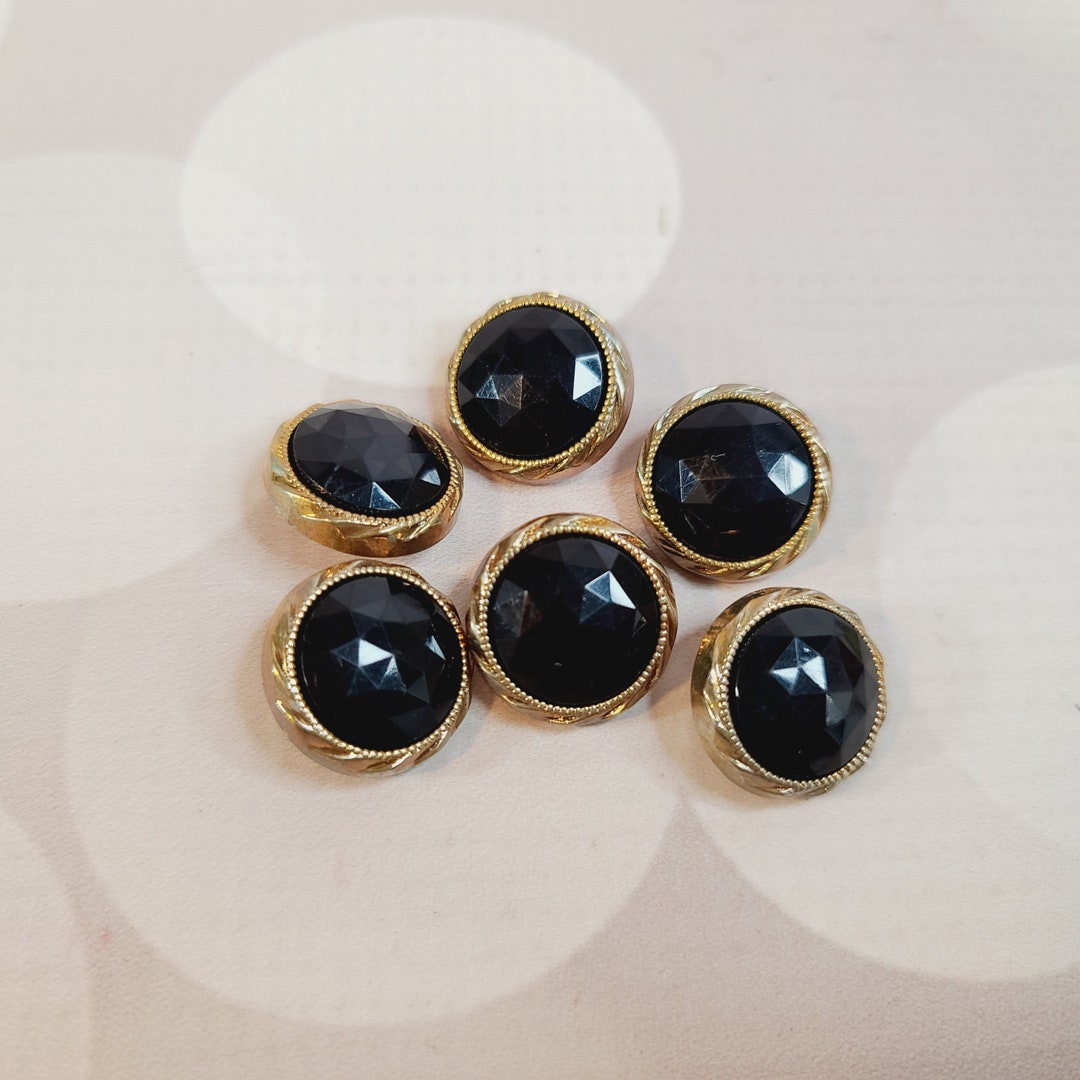 Vintage Black Gold Buttons, Set of 6, New Old Stock - Etsy
