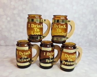 Vintage Siestaware Barrel Mug Glasses, Set of 5