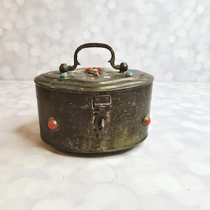 Vintage Brass Jeweled Box