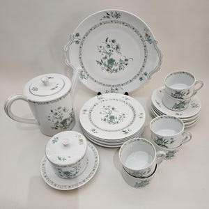 Antique French Porcelain Limoges L. Bernardaud & Co. Pekin Coffee Set for 6 , 21 pieces