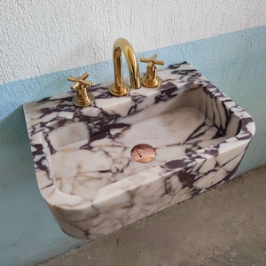 Wall Hung Vanity, Viola Marble Sink, Stone Floating Bathroom Vanity, Marble Sink Wall Mount, Marble Floating Vanity, Stone Wall Mount Basin