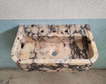 Lavabo de salle de bain en marbre Calacatta Viola, vasque murale