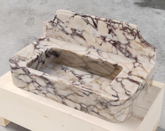 Calacatta Viola Marble Sink with Deck & 8'' Backsplash | Floating Vanity 24–42″ Width