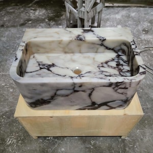 Marble Sink Wall Mount, Calacatta Viola Sink, Custom Order Stone Sink, Powder Room Marble Sink, Marble Bath Vanity, Floating Marble Sink