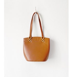 Vintage 90s Tan Leather Tote Bag