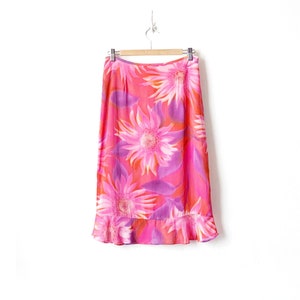 Y2K Hotpink Floral Rüschen Saum Low Waist Bleistift Rock