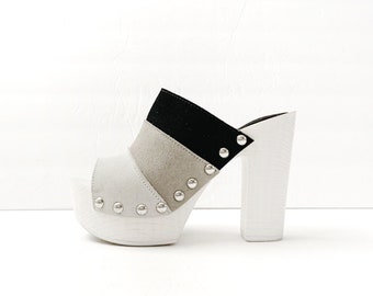 Vintage 90s Charles David Studded Slides Platform Sandals