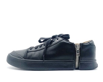 Diesel Archive White Leather Square Toe Trainers With Purple Shine 