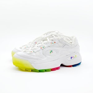 Vintage Y2K Fila Disruptor Neon White Chunky Sneakers