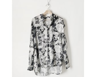 Vintage 90s Abstract Oversized Button Down Shirt