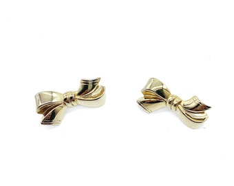 Vintage Gold Tone Bow Tie Earrings