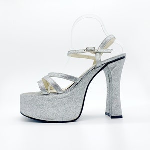 Vintage 90s Luichiny Sandals Glitter Platform Mary Jane Sandals