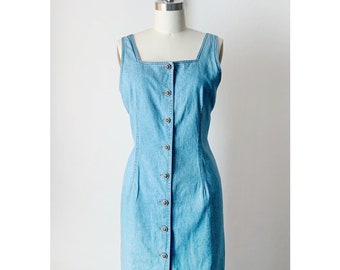 Vintage 90s Chambray Button Down Dress