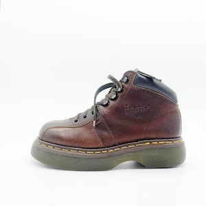 Vintage 90s Dr. Martens Brown Leather Chunky Ankle Boots Made in England 6UK