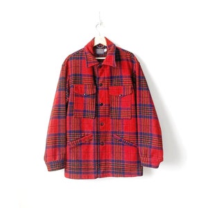 Vintage 70s Pendleton Red Plaid Wool Men's Jacket