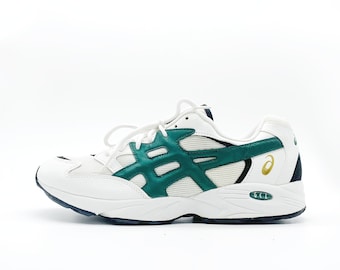 Vintage 90s ASICS Gel White Kelly Green Athletic Sneakers