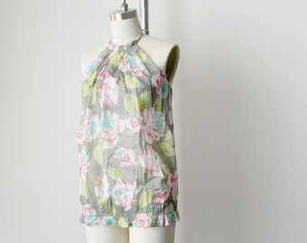 Y2K Benetton Floral Halter Top