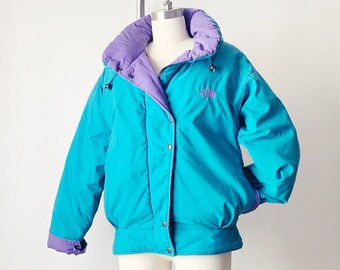 Vintage 90s North Face Teal Blue Oversized Puffer Jacket