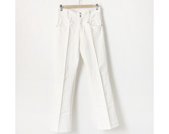 Vintage Y2K White Cotton Mid Rise Flare Pants