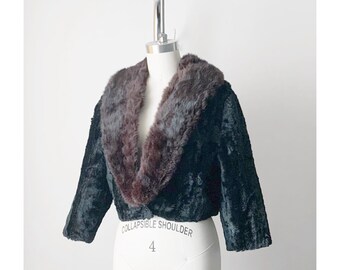 Vintage 1960s Rabbit Fur Cropped Jacket