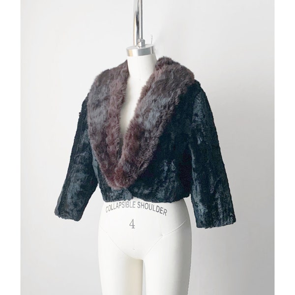 Vintage 1960s Rabbit Fur Cropped Jacket