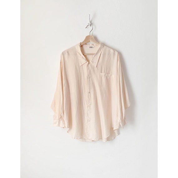 Vintage Oversized Button Down Sheer Blouse. - image 1
