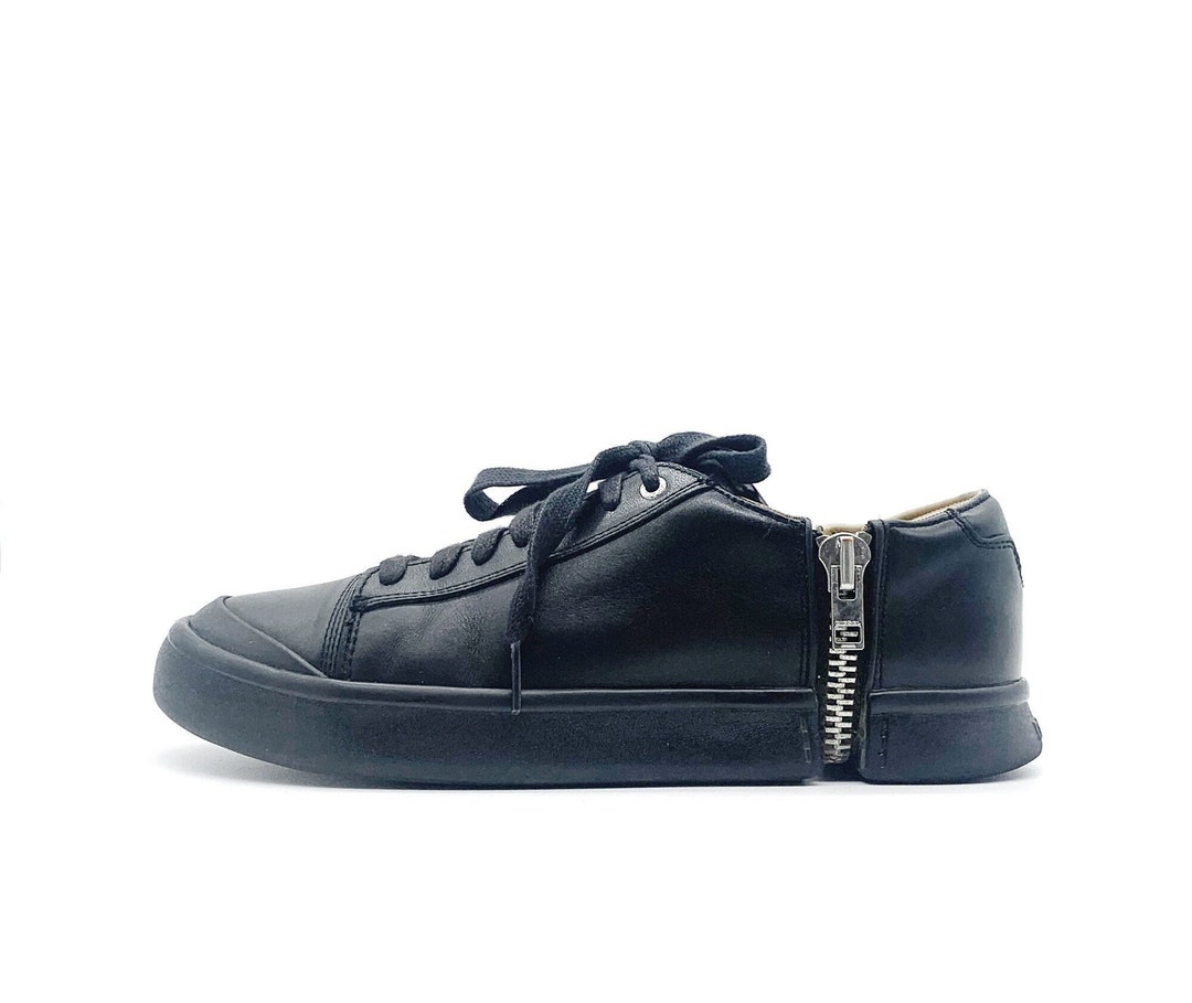靴 2000s DIESEL Leather Zip High-Cut Shoes Diesel EXPO ZIP MID TOP Leather Sneakers US 10.5 UK9.5 EU44