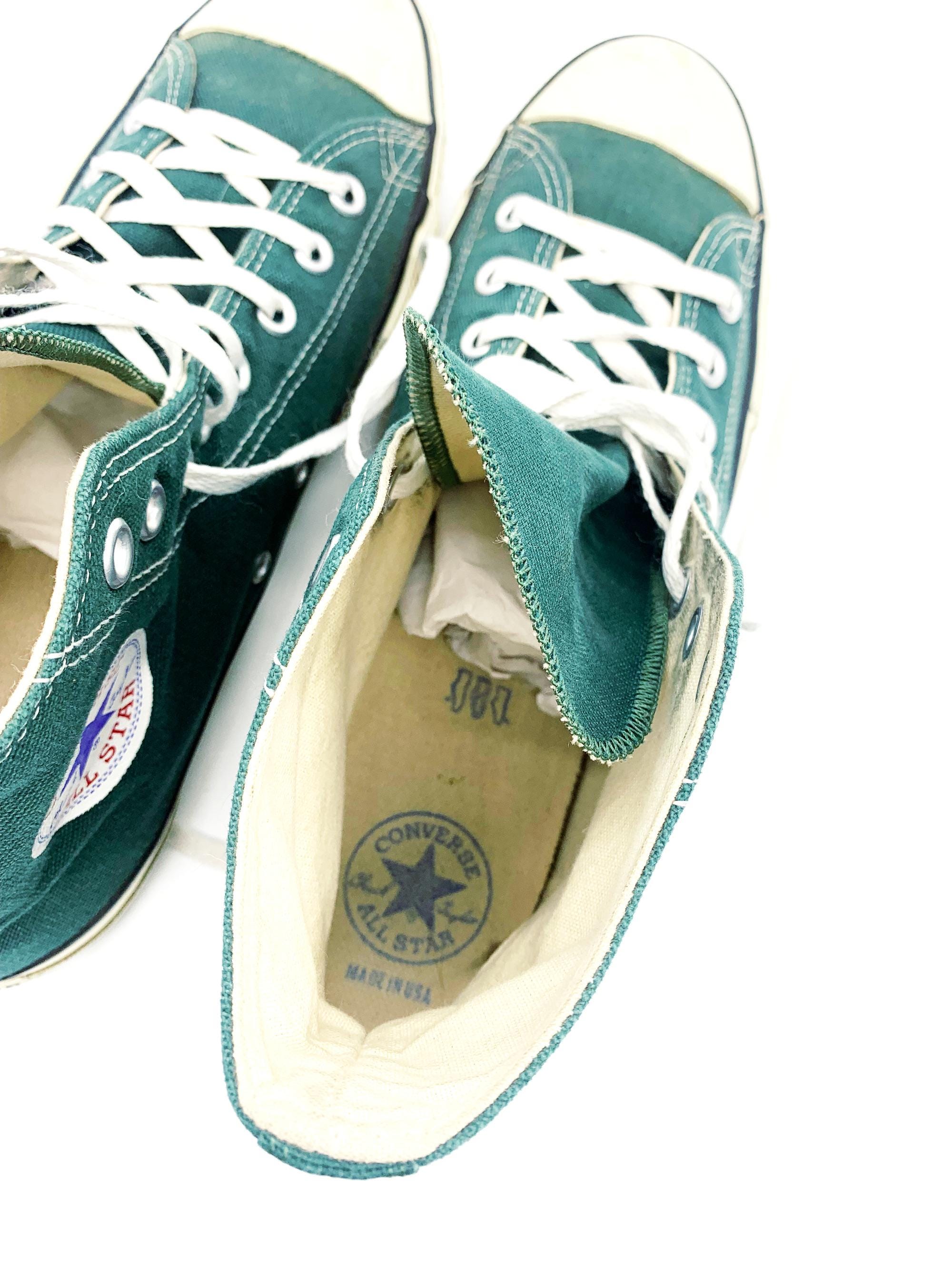 Vintage 80s Green Converse Chuck Taylor All Star Hi Top Made Vintage 80s Green Converse Chuck Taylor All Star Hi Top Made
